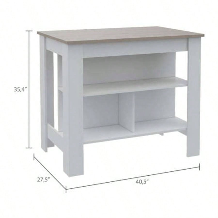 Newton 8 - Shelf 1 - Drawer 2 - piece Kitchen Set, Kitchen Island and Pantry Cabinet White and Light Gray