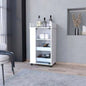 Willow Park Glass Door Bar Cart with Bottle Holder and Casters White