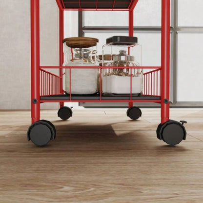 Red 6 Tier Slim Rolling Storage Cart, Mobile Shelving Unit with Wheels, Metal Wire Storage Shelving Rack with Baskets Kitchen Bathroom Office Laundry Narrow Piaces