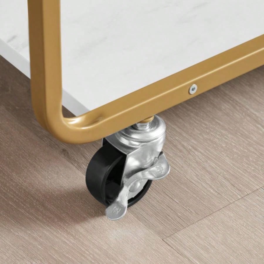 6 - Tier Bar Cart, Slide Bar Serving Cart, Retro Style Wine Cart Kitchen, Beverage Cart with Wine Rack and Glass Holder, Rolling Drink Trolley Living Room, Dining Room