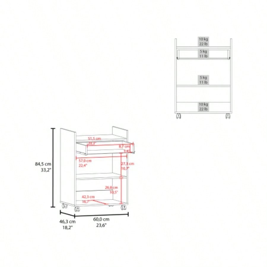 Derry Coffee Cart, Living Room, White