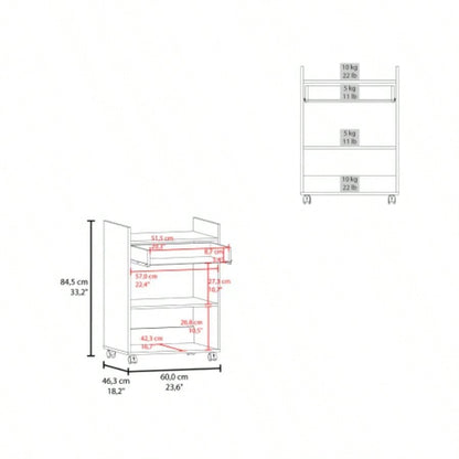 Derry Coffee Cart, Living Room, White