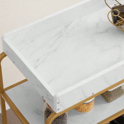 6 - Tier Bar Cart, Slide Bar Serving Cart, Retro Style Wine Cart Kitchen, Beverage Cart with Wine Rack and Glass Holder, Rolling Drink Trolley Living Room, Dining Room