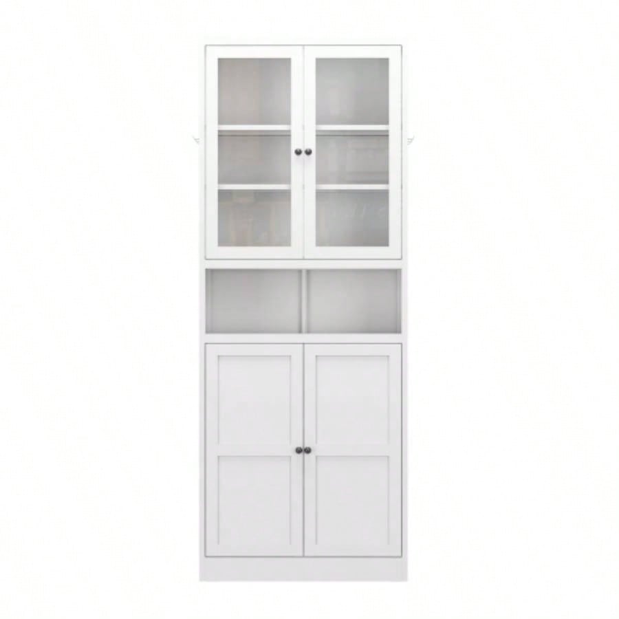 Metal Kitchen Pantry Cabinet - 72 Tall Storage with Adjustable Shelves White Heavy Duty Stainless Steel Frame, Freestanding Cabinet Kitchen/Pantry/Bathroom