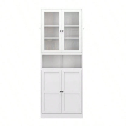 Metal Kitchen Pantry Cabinet - 72 Tall Storage with Adjustable Shelves White Heavy Duty Stainless Steel Frame, Freestanding Cabinet Kitchen/Pantry/Bathroom
