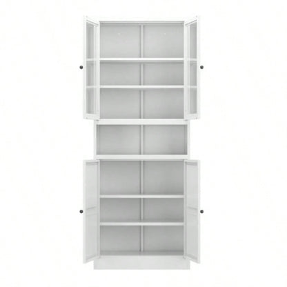 Metal Kitchen Pantry Cabinet - 72 Tall Storage with Adjustable Shelves White Heavy Duty Stainless Steel Frame, Freestanding Cabinet Kitchen/Pantry/Bathroom