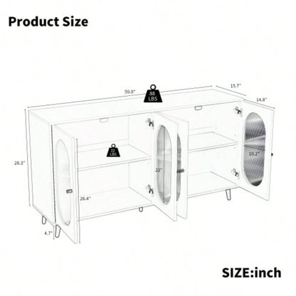 Buffet Cabinet with Storage, 60 Storage Cabinet with 4 Acrylic Doors, Accent Cabinet, Sideboard Cabinet Hallway, Entry, Living Room, White