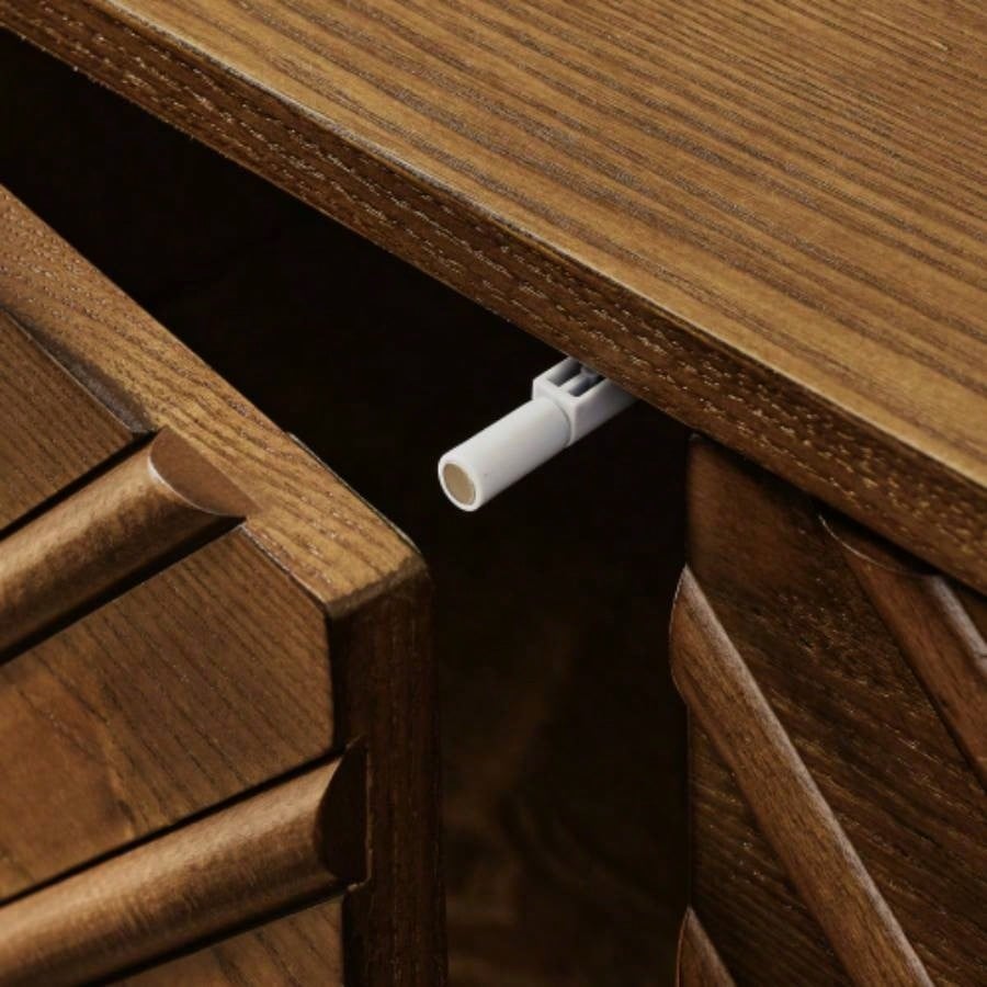 60.5 Buffet Cabinet with Storage, Farmhouse Fluted Sideboard with Geometric Pattern Adjustable Shelves, Mid Modern TV Stand Living Room Kitchen Dining Room Entryway, Walnut