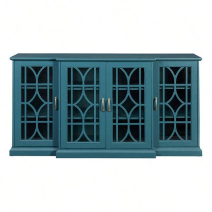 63 TV Stand, Sideboard Buffet, Storage Cabinet, Teal Blue