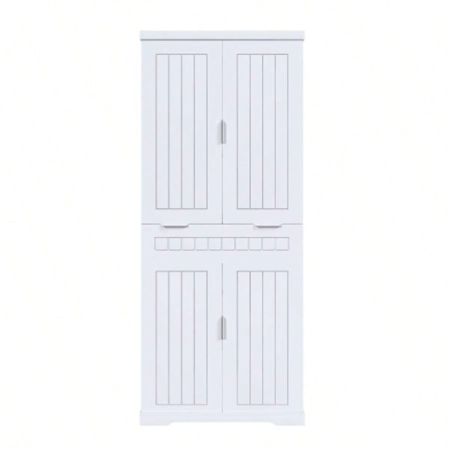 Pantry Cabinet, 71.65 Tall Storage Cabinet with Drawer, 2 Cabinets 6 Door Shelves, Adjustable Shelves, Freestanding Cupboard Kitchen, Living Room, Bathroom, Farmhouse Style, White