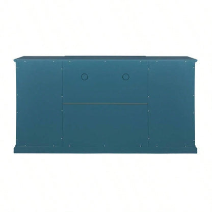 63 TV Stand, Sideboard Buffet, Storage Cabinet, Teal Blue