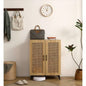 Natural Rattan Storage Cabinet Double - Door Shoe Cabinet with Large Storage Space and Durable Structure 29.5inch