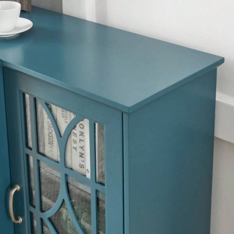 63 TV Stand, Sideboard Buffet, Storage Cabinet, Teal Blue
