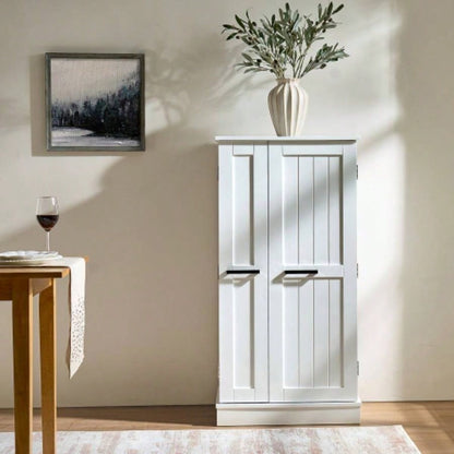 Kitchen Pantry Storage Cabinet, Freestanding Pantry Cabinet with Doors Adjustable Shelves, Small Food Pantry Cabinet Kitchen, Dining Room Room White