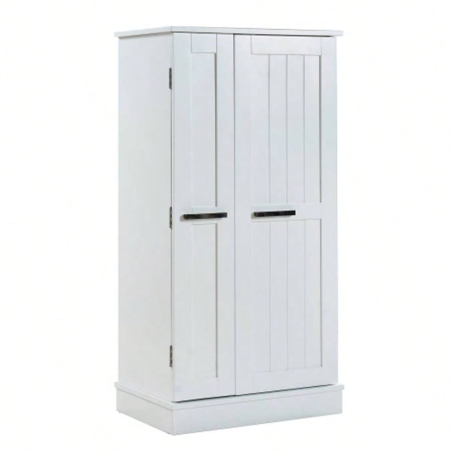 Kitchen Pantry Storage Cabinet, Freestanding Pantry Cabinet with Doors Adjustable Shelves, Small Food Pantry Cabinet Kitchen, Dining Room Room White