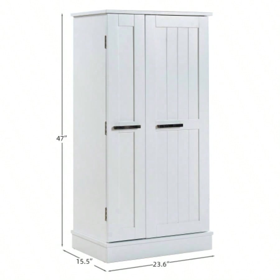 Kitchen Pantry Storage Cabinet, Freestanding Pantry Cabinet with Doors Adjustable Shelves, Small Food Pantry Cabinet Kitchen, Dining Room Room White