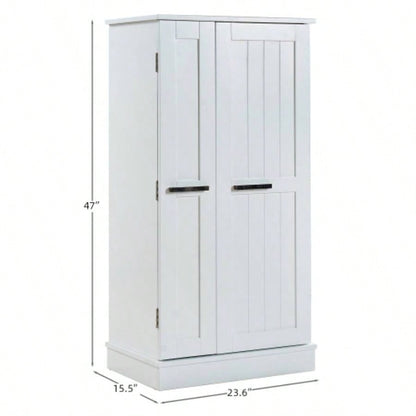 Kitchen Pantry Storage Cabinet, Freestanding Pantry Cabinet with Doors Adjustable Shelves, Small Food Pantry Cabinet Kitchen, Dining Room Room White