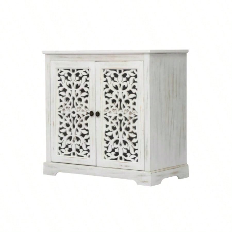 Antique Sideboard Storage Cabinet, Vintage Accent Cabinet, 2 carving Doors Buffet Server Console Cabinet Kitchen Dining Room Living Room Hallway