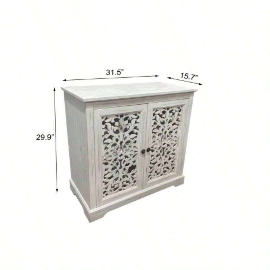 Antique Sideboard Storage Cabinet, Vintage Accent Cabinet, 2 carving Doors Buffet Server Console Cabinet Kitchen Dining Room Living Room Hallway