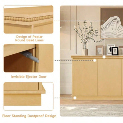 Classic Wooden Sideboard with Beaded Trim - Elegant Storage Cabinet Dining or Living Room