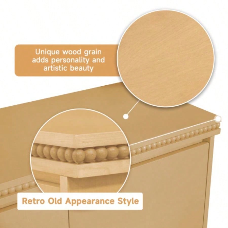 Classic Wooden Sideboard with Beaded Trim - Elegant Storage Cabinet Dining or Living Room