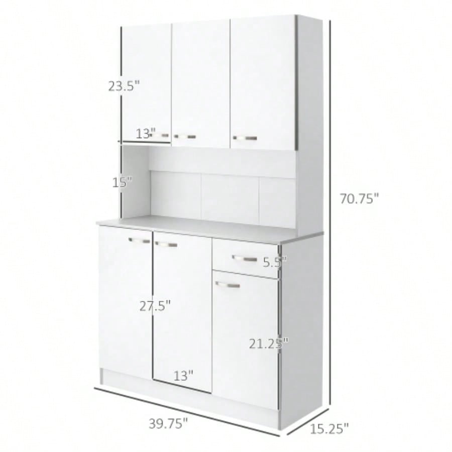 HomCom 71 Modern Freestanding Kitchen Buffet Hutch With Server and Storage