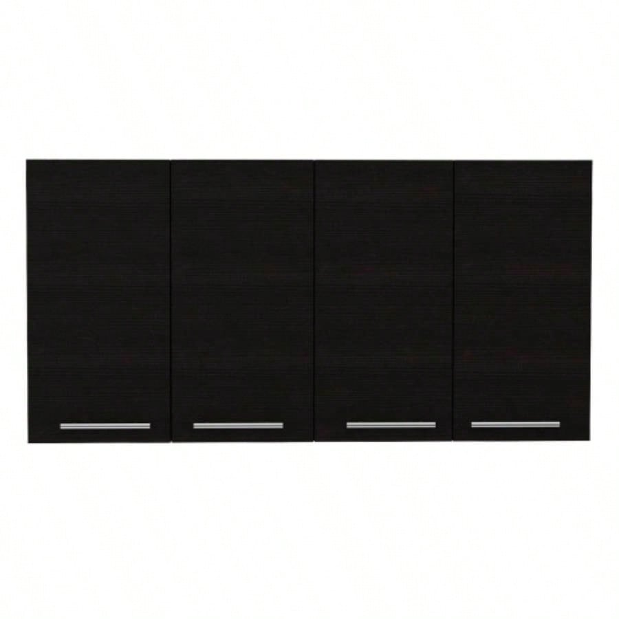 Stockton Rectangle Four Swing Doors Wall Cabinet Black Wengue