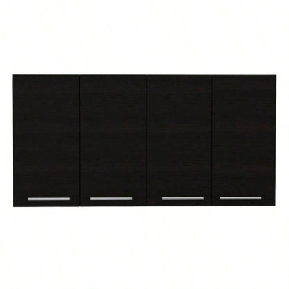 Stockton Rectangle Four Swing Doors Wall Cabinet Black Wengue