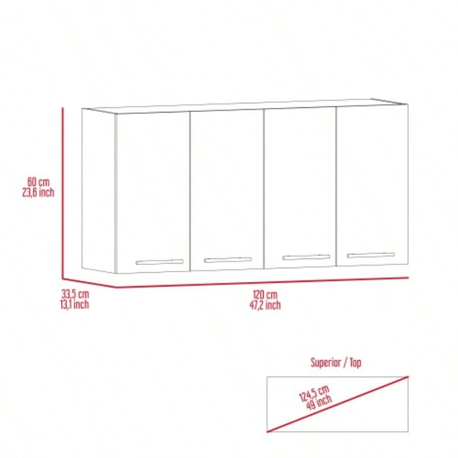 Stockton Rectangle Four Swing Doors Wall Cabinet Black Wengue
