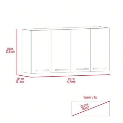 Stockton Rectangle Four Swing Doors Wall Cabinet Black Wengue
