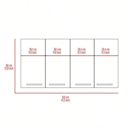 Stockton Rectangle Four Swing Doors Wall Cabinet Black Wengue