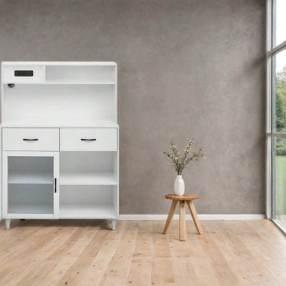 Fancy Design Versatile Sideboard, Can Be Used in Dining Room, Kitchen. White Solid Wood Frame