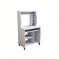 Microwave cart computer cart utility cart with hutch shelves spice rack mobile on locking castors white