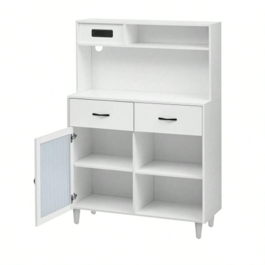 Fancy Design Versatile Sideboard, Can Be Used in Dining Room, Kitchen. White Solid Wood Frame