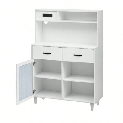 Fancy Design Versatile Sideboard, Can Be Used in Dining Room, Kitchen. White Solid Wood Frame