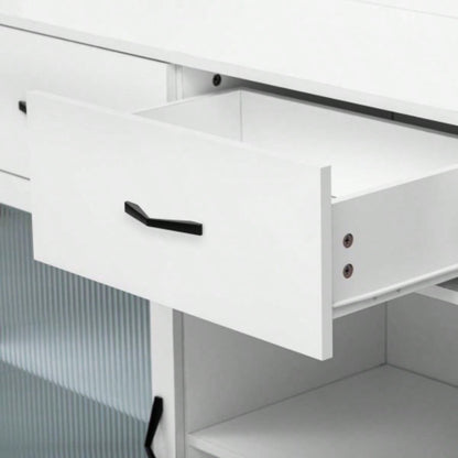 Fancy Design Versatile Sideboard, Can Be Used in Dining Room, Kitchen. White Solid Wood Frame