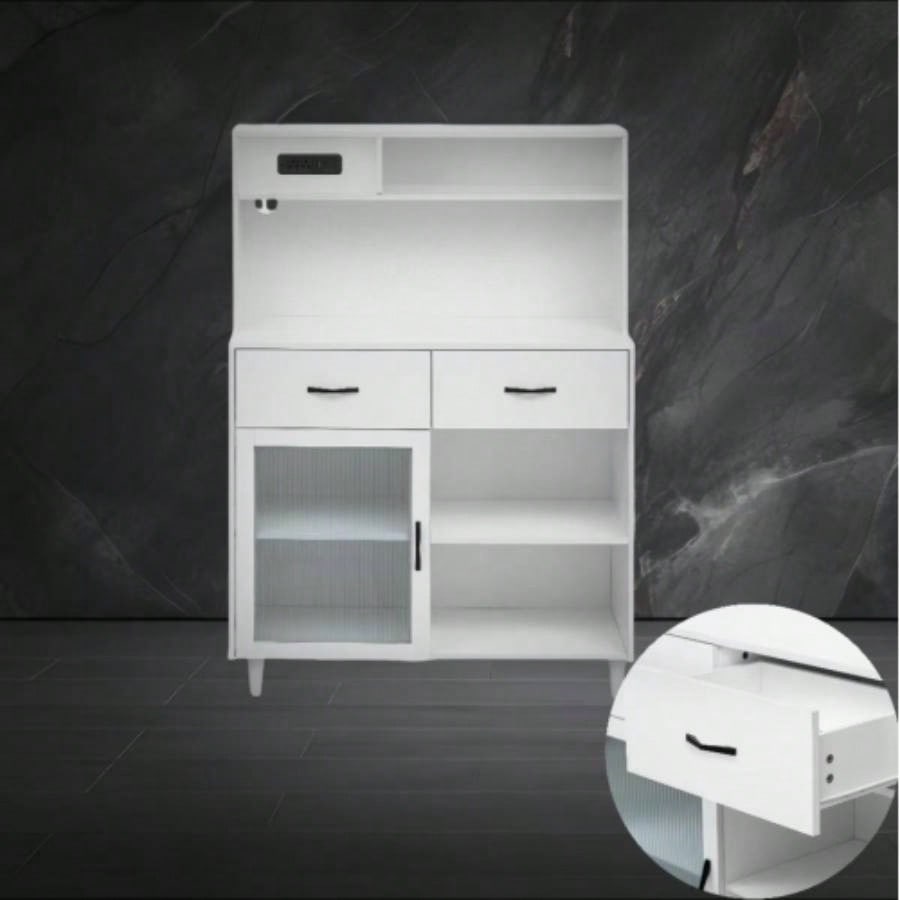 Fancy Design Versatile Sideboard, Can Be Used in Dining Room, Kitchen. White Solid Wood Frame