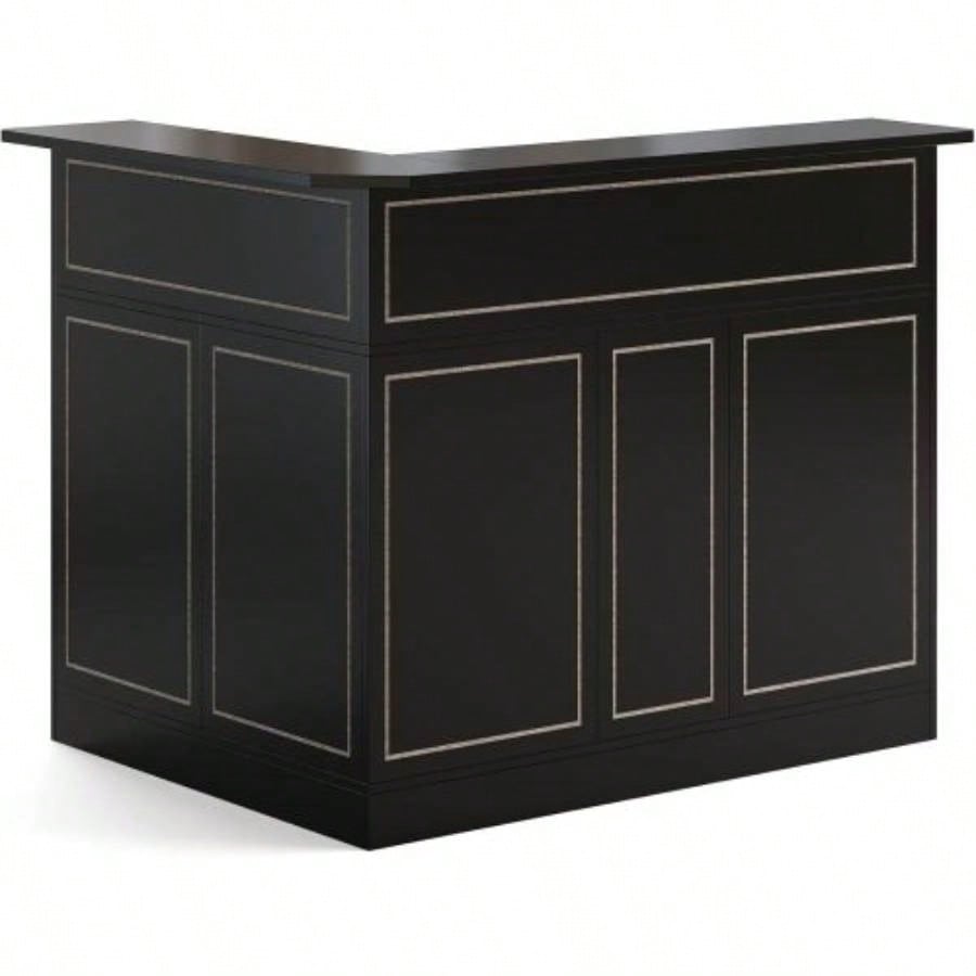 51.2 L - Shaped Home Bar Cabinet with Stemware Racks, 4 - Tier Corner Bar Unit, Modern Liquor Wine Bar Table Reception Desk Home Pub, Black