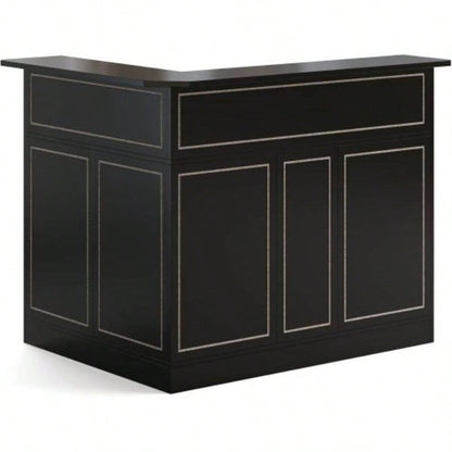 51.2 L - Shaped Home Bar Cabinet with Stemware Racks, 4 - Tier Corner Bar Unit, Modern Liquor Wine Bar Table Reception Desk Home Pub, Black