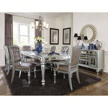 Sparkling Silver Mirrored 1pc Server of 5x Drawers 2x Cabinets Ultra - Modern Style Dining Room