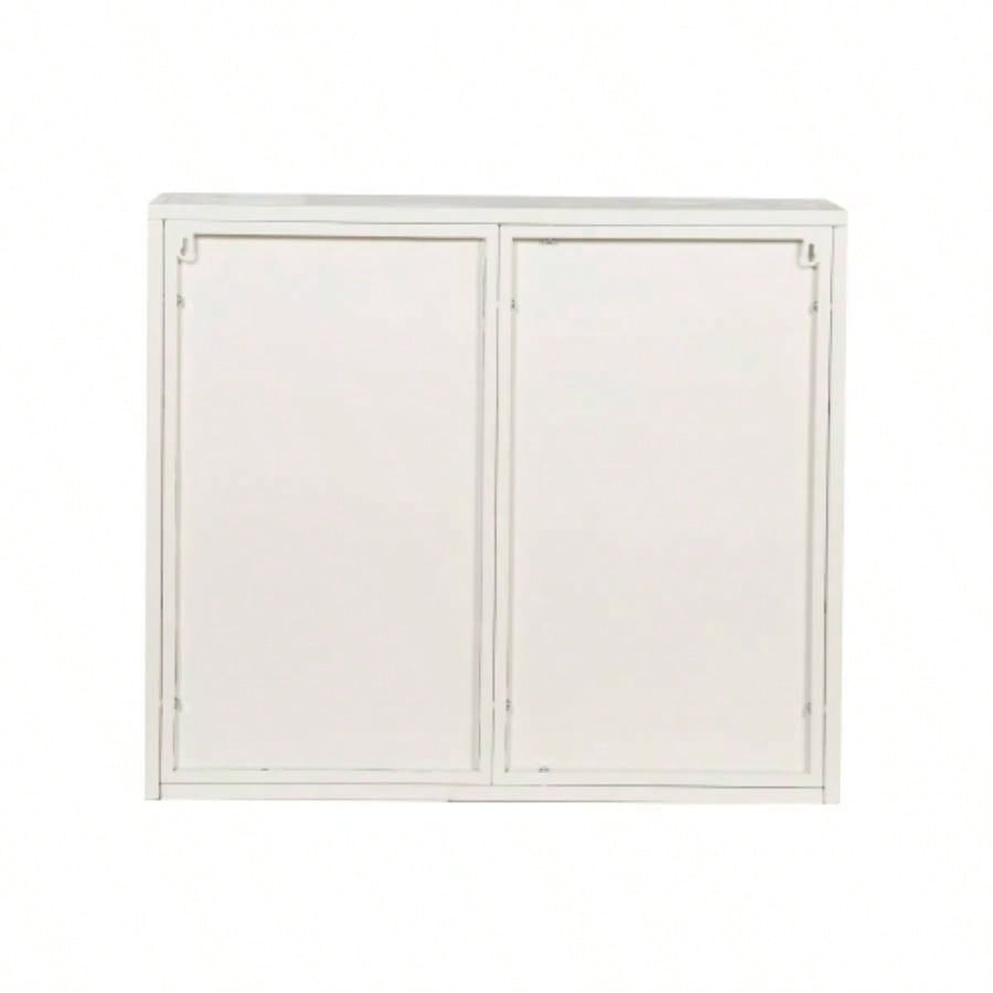 27.56Glass Doors Modern Two - door Wall Cabinet with Featuring Three - tier Storage Entryway Living Room Bathroom Dining Room, White