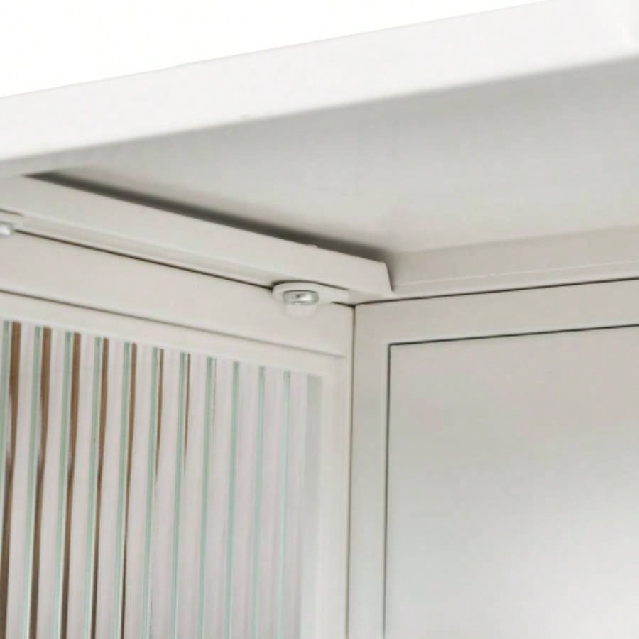 27.56Glass Doors Modern Two - door Wall Cabinet with Featuring Three - tier Storage Entryway Living Room Bathroom Dining Room, White