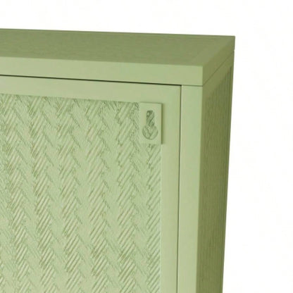 27.56Glass Doors Modern Two - door Wall Cabinet with Featuring Three - tier Storage Entryway Living Room Bathroom Dining Room, Wall Cabinet with Characteristic Woven Pattern, Green
