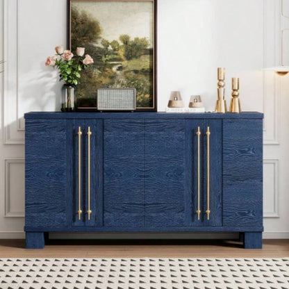 TREXM Sideboard Buffet Cabinet with Storage, Wood Sideboard with Adjustable Shelves and Gold Handles Kitchen, Dining Room and Living Room Antique Navy