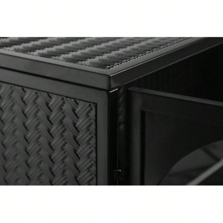 27.56Glass Doors Modern Two - door Wall Cabinet with Featuring Three - tier Storage Entryway Living Room Bathroom Dining Room, Wall Cabinet with Characteristic Woven Pattern, Black