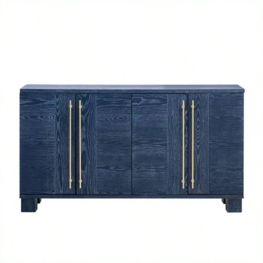 TREXM Sideboard Buffet Cabinet with Storage, Wood Sideboard with Adjustable Shelves and Gold Handles Kitchen, Dining Room and Living Room Antique Navy