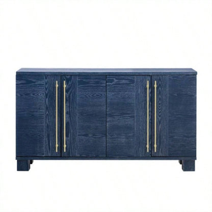 TREXM Sideboard Buffet Cabinet with Storage, Wood Sideboard with Adjustable Shelves and Gold Handles Kitchen, Dining Room and Living Room Antique Navy