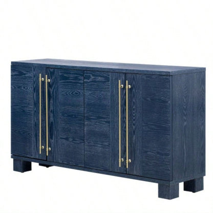 TREXM Sideboard Buffet Cabinet with Storage, Wood Sideboard with Adjustable Shelves and Gold Handles Kitchen, Dining Room and Living Room Antique Navy