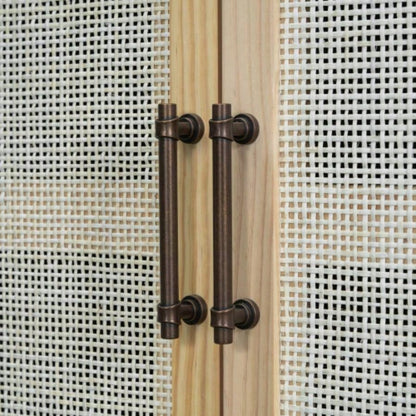 TREXM Sideboard Rustic Buffet Cabinet, sideboard cabinet with Decorative Rattan Doors, Buffet Cabinet with Storage Entryway Dining Room Kitchen Living Room, Black+Natural