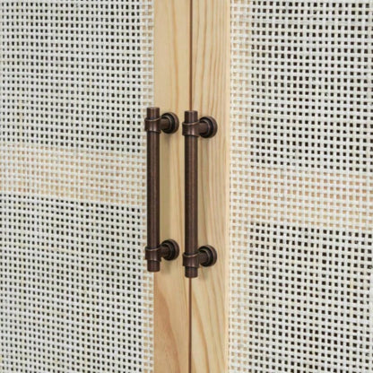 TREXM Sideboard Rustic Buffet Cabinet, sideboard cabinet with Decorative Rattan Doors, Buffet Cabinet with Storage Entryway Dining Room Kitchen Living Room, Natural